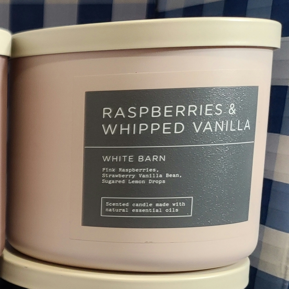 Raspberries and whipped vanilla bath and body works candle